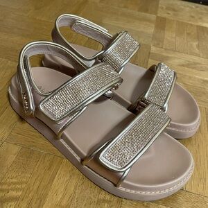 Aldo Velcro Rose Gold Sparkly Sandals